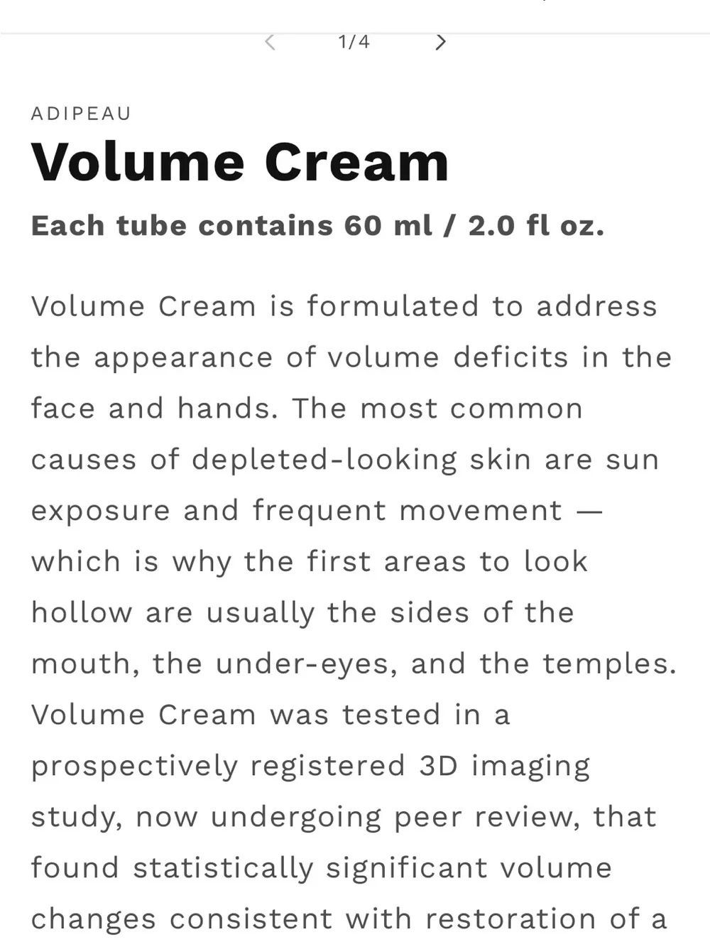 New in Box ADIPEAU Volume Cream 2.0 oz.